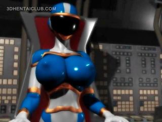 Veľký boobed anime hero elita splendid v tesné kostým